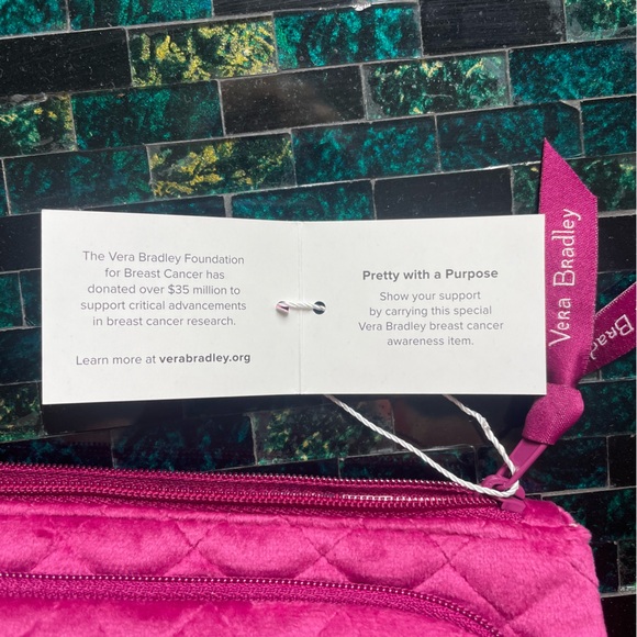 Vera Bradley | NWT Crushed Velvet Breast Cancer Support Cosmetic Bag - Picture 6 of 10